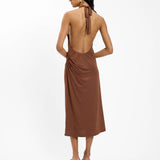 With Harper Lu Pleated Backless Halter Dress | Cafe