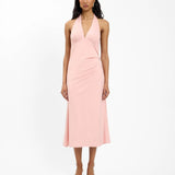 With Harper Lu Pleated Backless Halter Dress | Musk
