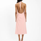 With Harper Lu Pleated Backless Halter Dress | Musk
