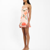 With Harper Lu Fitted Mini Dress | Peach Floral (PRE-ORDER)