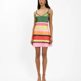 With Harper Lu Bias Mini Dress | Emerald Stripe