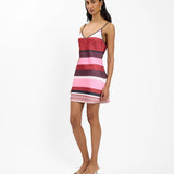 With Harper Lu Bias Mini Dress | Fuschia Stripe