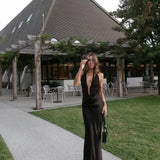 Misha Celine Satin Maxi Dress | Umber Brown