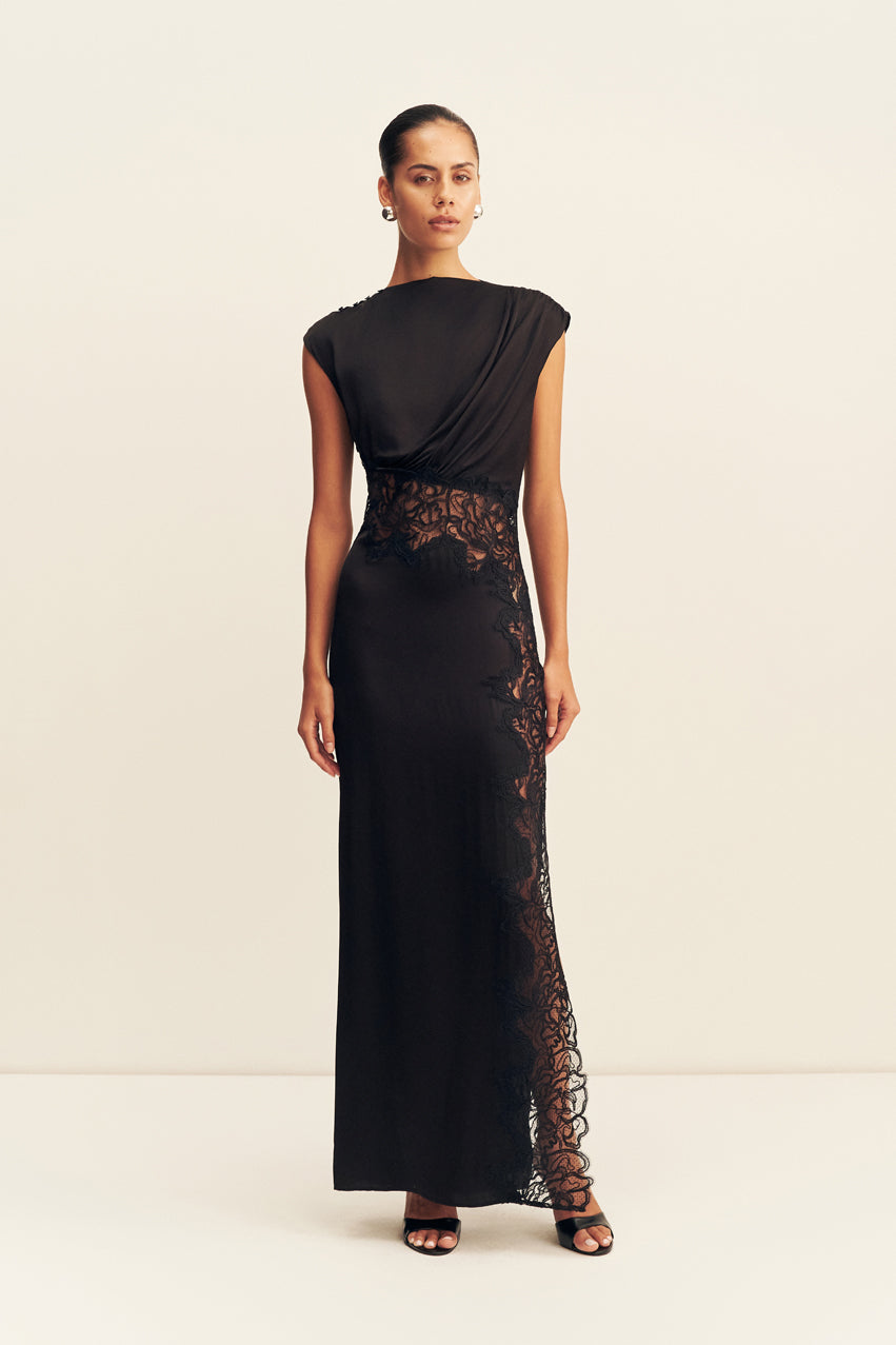 Eniko Lace Gathered Maxi Dress