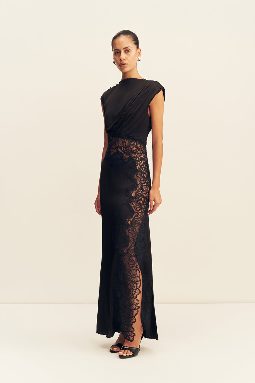 Eniko Lace Gathered Maxi Dress