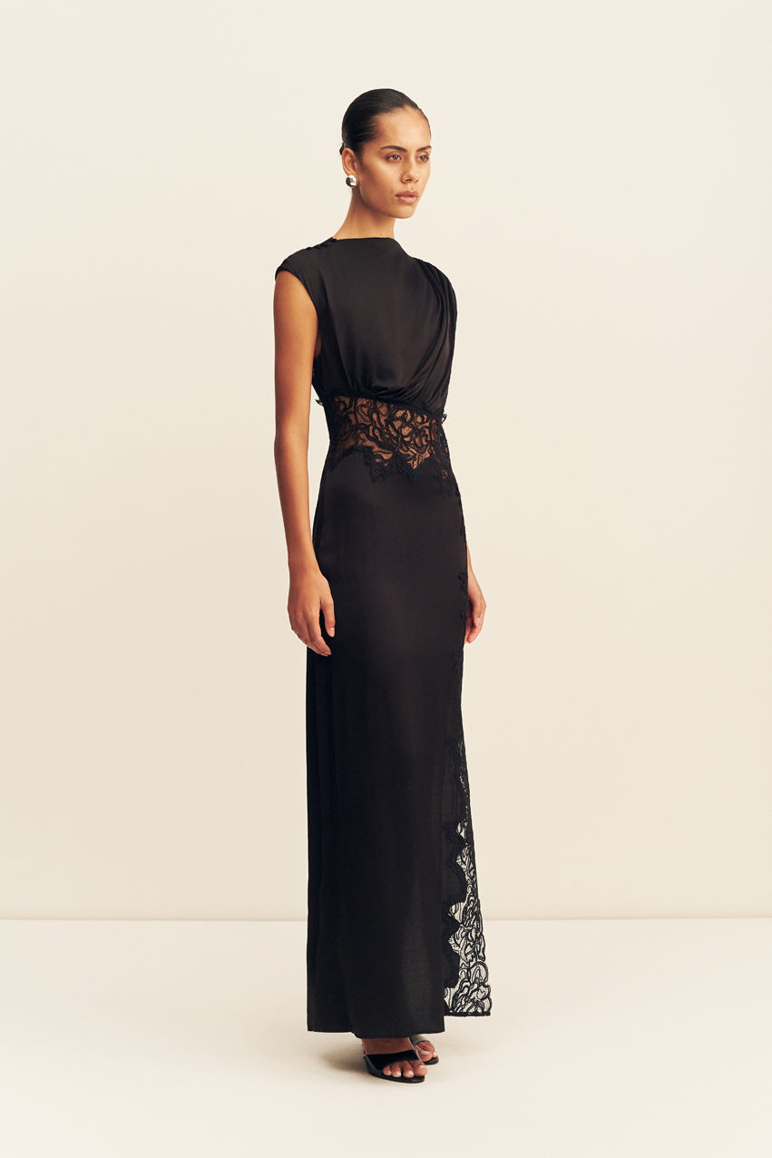 Eniko Lace Gathered Maxi Dress