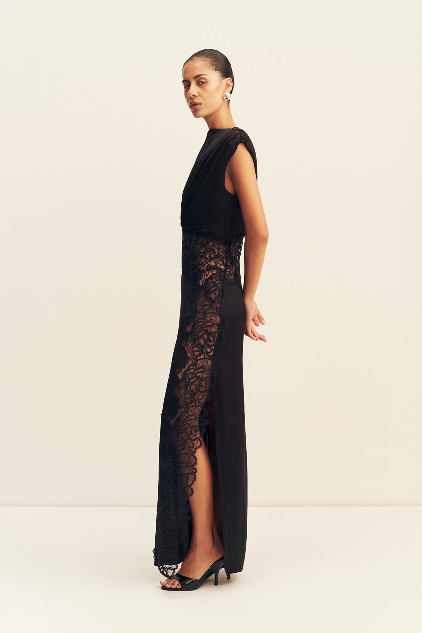 Eniko Lace Gathered Maxi Dress