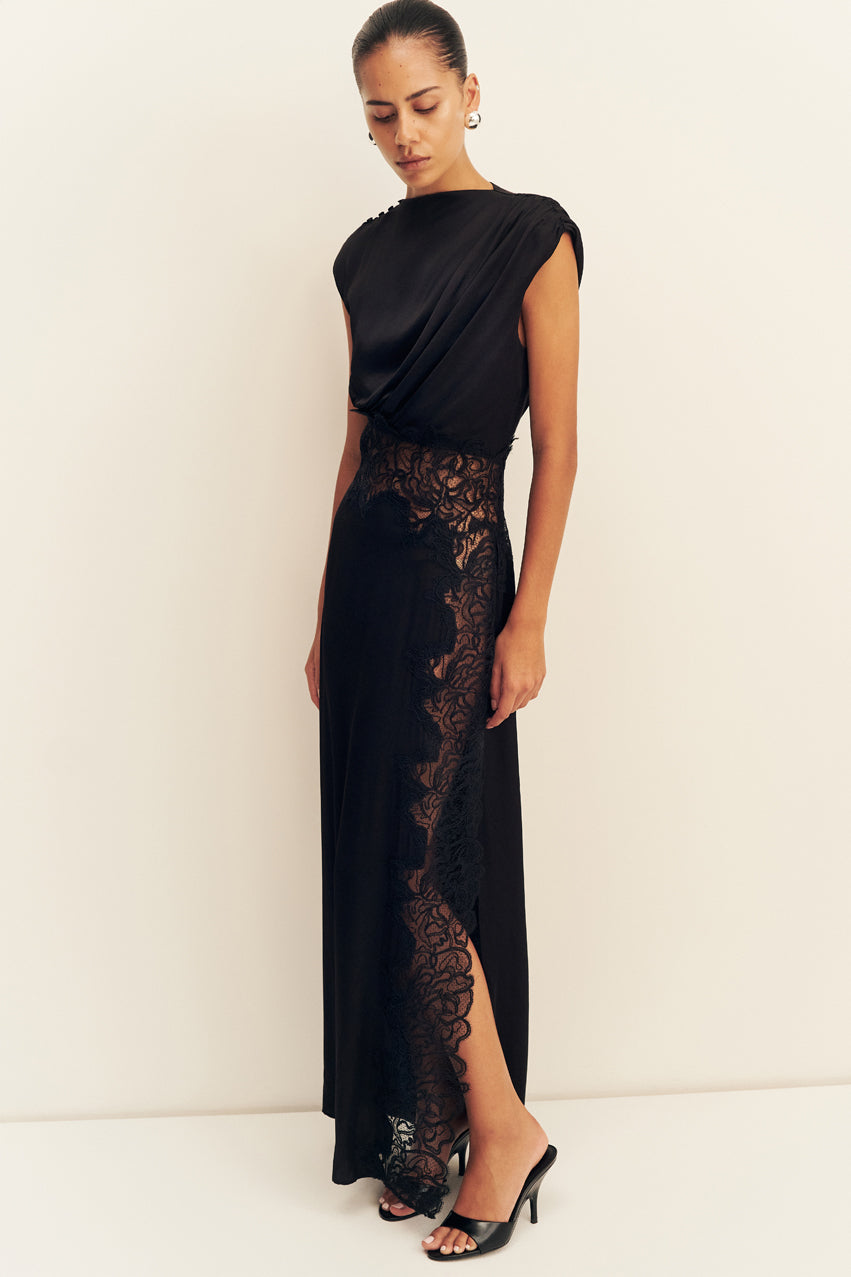 Eniko Lace Gathered Maxi Dress