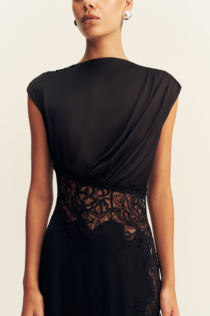 Eniko Lace Gathered Maxi Dress