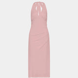 With Harper Lu Pleated Backless Halter Dress | Musk