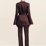 Shona Joy La Lune Flared Sleeve Belted Blazer | Espresso