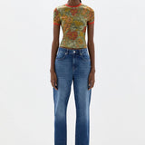 Sir Eliana Mesh Fitted Tee | Aliera Floral Mint (PRE-ORDER)