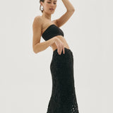 Shé Societe Giselle Crochet Pencil Skirt | Black