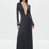 Misha The Jennifer Long Sleeve Cupronickel Maxi Dress | Vulcan Grey