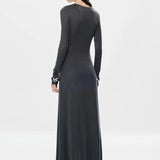 Misha The Jennifer Long Sleeve Cupronickel Maxi Dress | Vulcan Grey