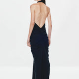 Misha The Venus Gathered Cupro Dress | Black (PRE-ORDER)