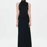 Misha Constantina Satin Gown | Black