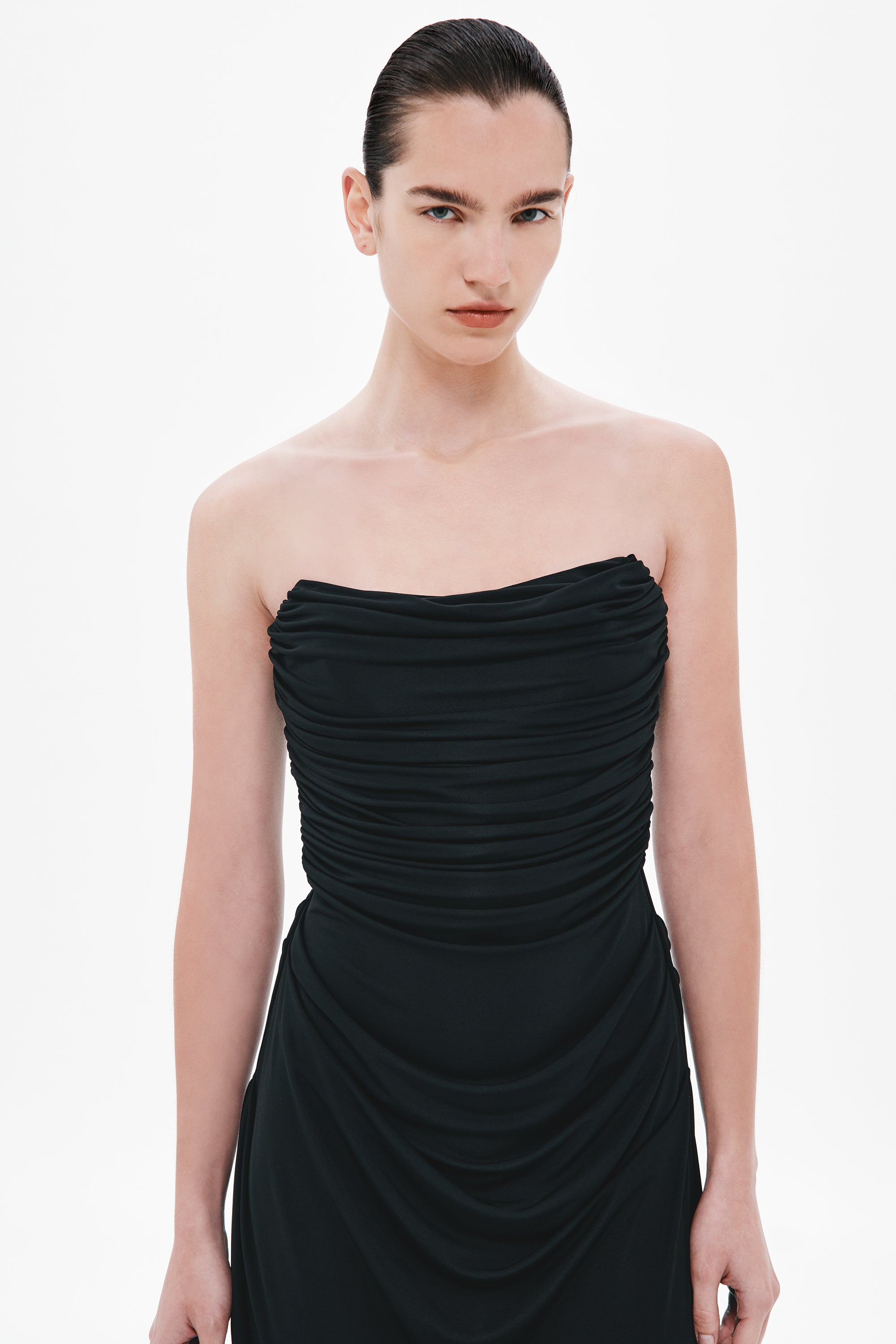 THE 'DRY JERSEY' DRAPED MIDI DRESS