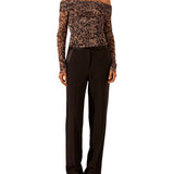 Shona Joy Zoe Long Sleeve Off Shoulder Top | Black/Sand
