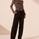 Shona Joy Zoe Long Sleeve Off Shoulder Top | Black/Sand