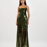With Harper Lu Backless Gown | Forest Green Sequin