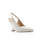 Lana Wilkinson Monique Slingback Wedge | White Croc-Embossed Leather
