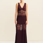 Jamila Lace Plunged Panelled Maxi Dress