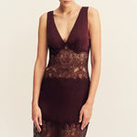 Jamila Lace Plunged Panelled Maxi Dress