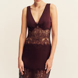 Jamila Lace Plunged Panelled Maxi Dress