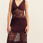 Jamila Lace Plunged Panelled Maxi Dress
