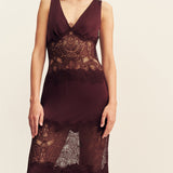 Jamila Lace Plunged Panelled Maxi Dress