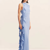 Shona Joy Rio Draped Ruffle Maxi Dress | Cornflower Blue
