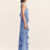 Shona Joy Rio Draped Ruffle Maxi Dress | Cornflower Blue