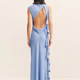 Shona Joy Rio Draped Ruffle Maxi Dress | Cornflower Blue