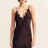 Shona Joy Simona Lace Slip Mini Dress | Espresso