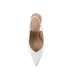 Lana Wilkinson Monique Slingback Wedge | White Croc-Embossed Leather