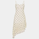 With Harper Lu Asymmetric Frill Midi Dress | Ivory Polka (PRE-ORDER)