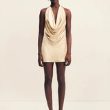 Shona Joy Andie Low Cowl Mini Dress | Champagne