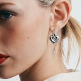 Gimme Love Heart Hoop Earrings | Silver