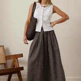Ceres Life Florence Maxi Skirt | Choc/White Stripe