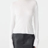 Bassike Sheer Rib Babylock Raised Neck | White