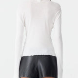 Bassike Sheer Rib Babylock Raised Neck | White