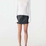 Bassike Sheer Rib Babylock Raised Neck | White