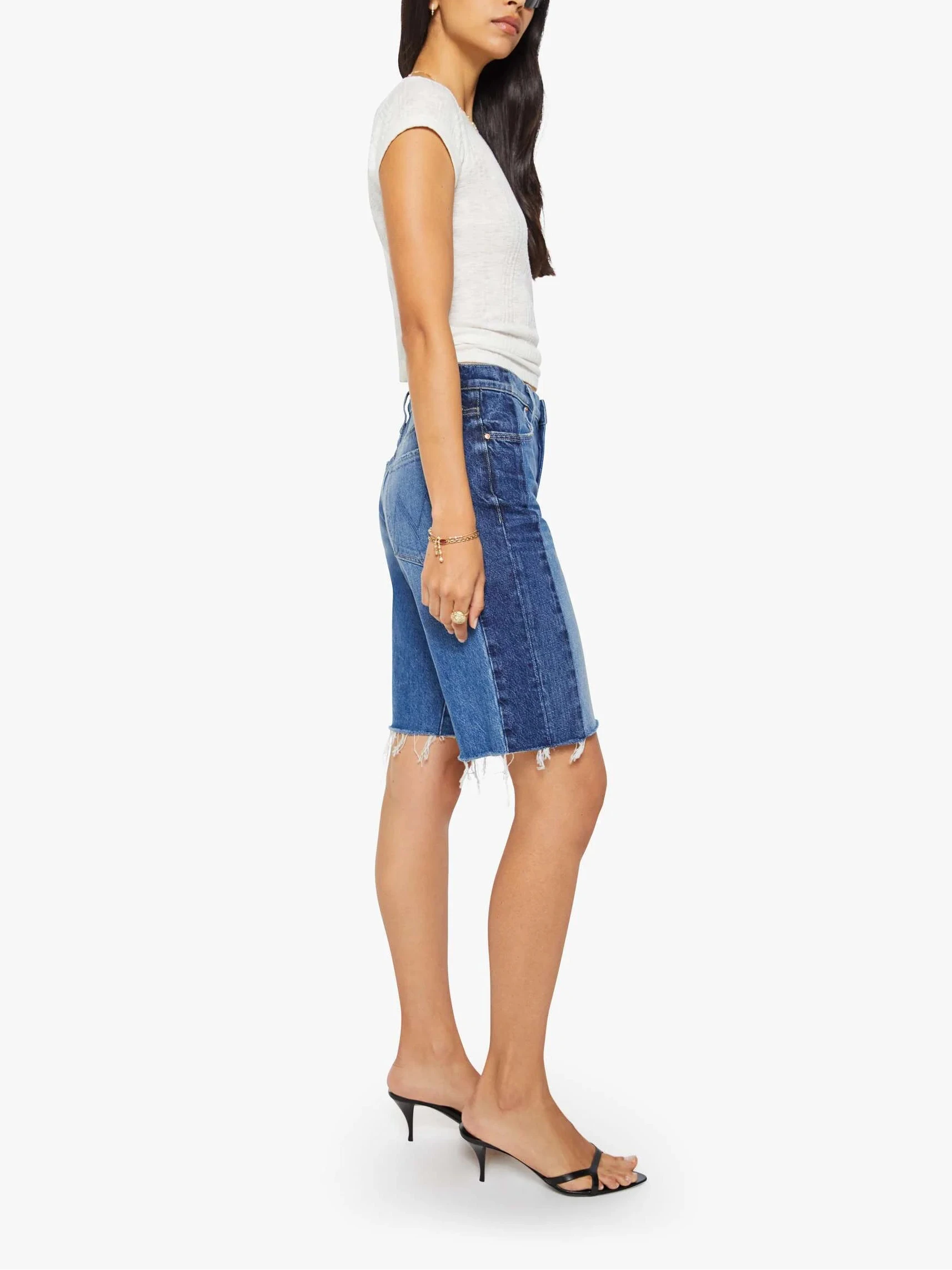 MOTHER The Mid Rise Maven Bermuda Fray | Double Stacked