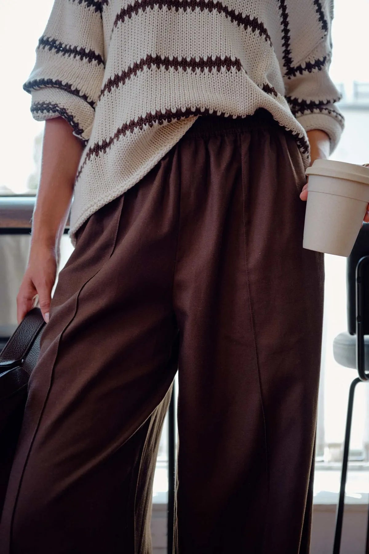 Ceres Life Izzie Pinstitch Pant | Chocolate