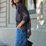 Ceres Life Peta Oversized Shirt | Navy Check