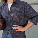 Ceres Life Peta Oversized Shirt | Navy Check