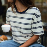 Ceres Life Stevie Slouchy Tee | Heritage Navy Stripe