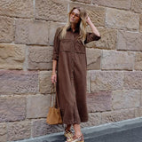 Ceres Life Rae Long Sleeve Midi Dress | Chocolate