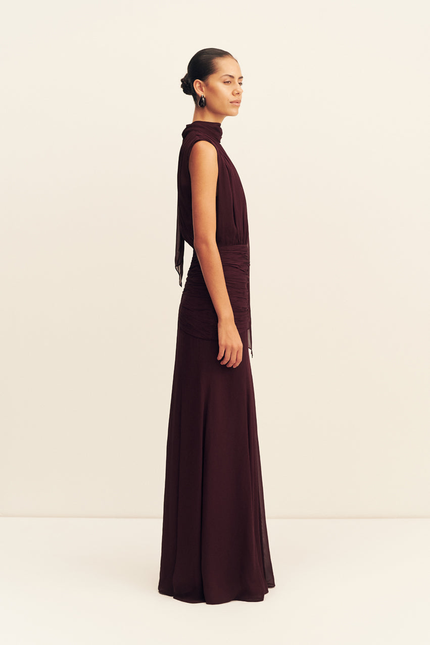 Amina Scarf Neck Maxi Dress